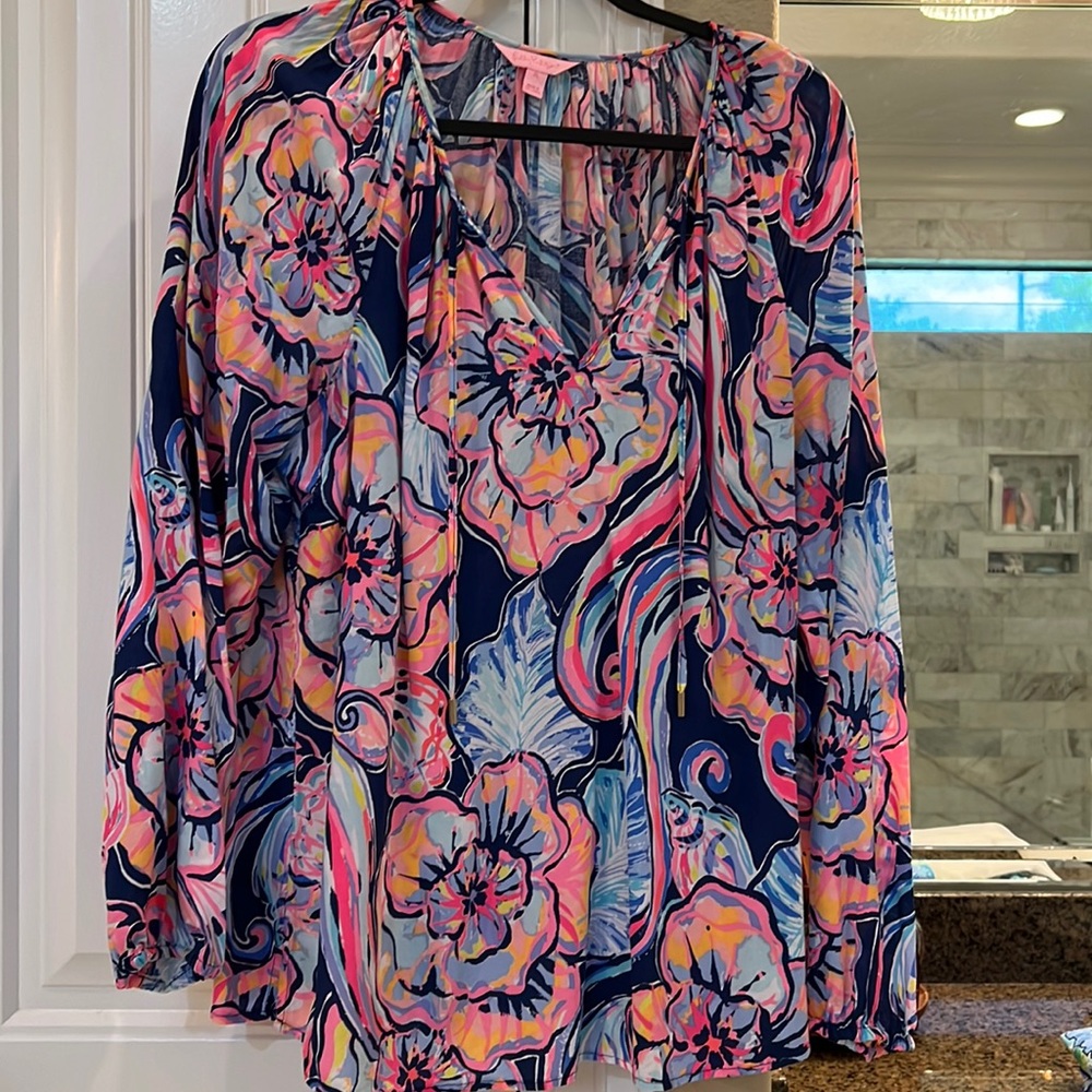 Lilly Pulitzer Nauti Navy Willa top